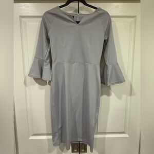 ChArmkp Light Gray Bell Sleeve Sheath Dress – Size S